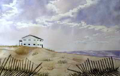 Waterside Accommodations original watercolor painting